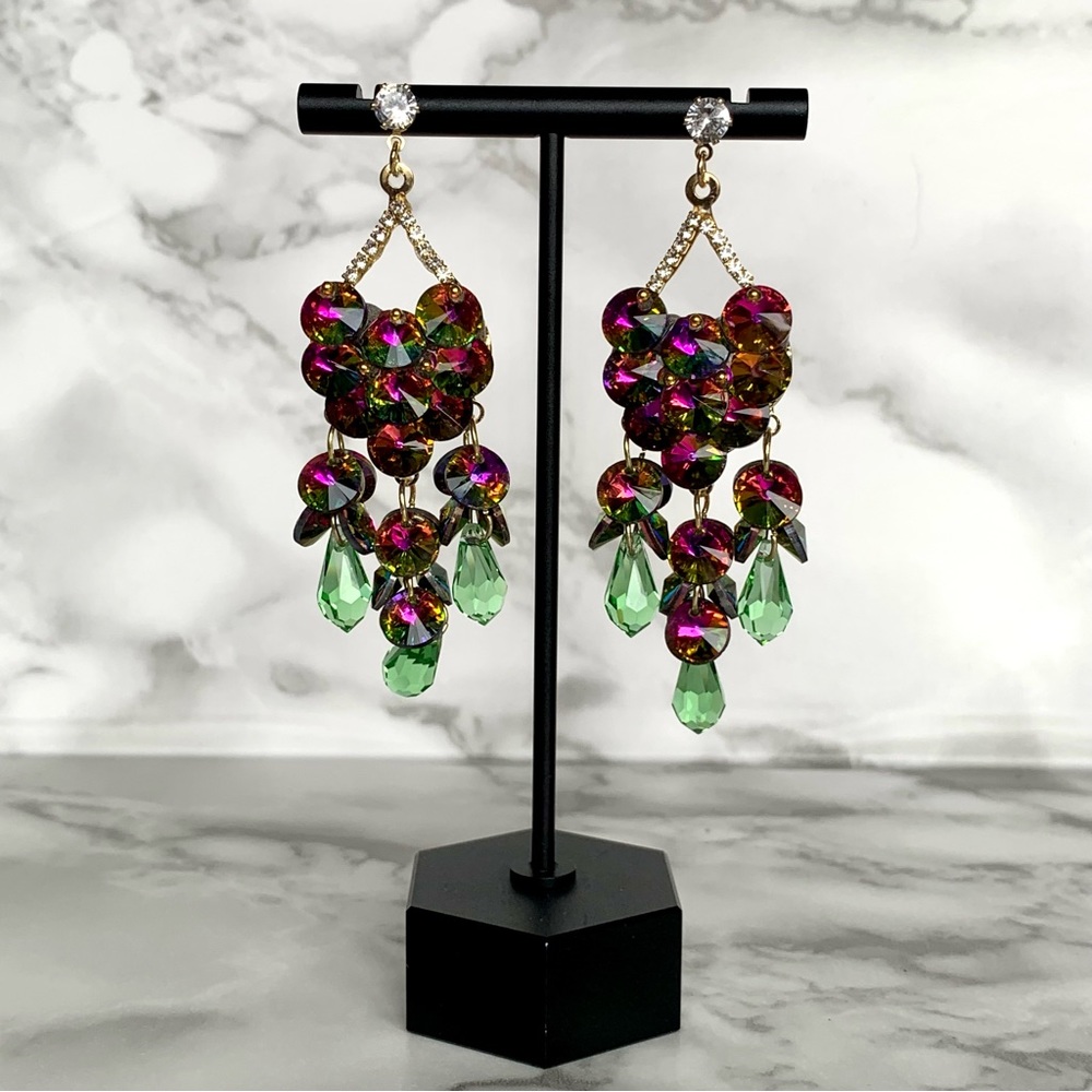 ◾️Luxury Green/Purple Crystal Earrings